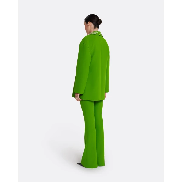 Safiyaa Giovanna Top in Verdant Green with Multi-greens - Safiyaa Tops - Heavy Crepe Cape Gown - Shop at Luxury Shoes 