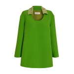 Safiyaa Giovanna Top in Verdant Green with Multi-greens - Safiyaa Tops - Heavy Crepe Cape Gown - Shop at Luxury Shoes 