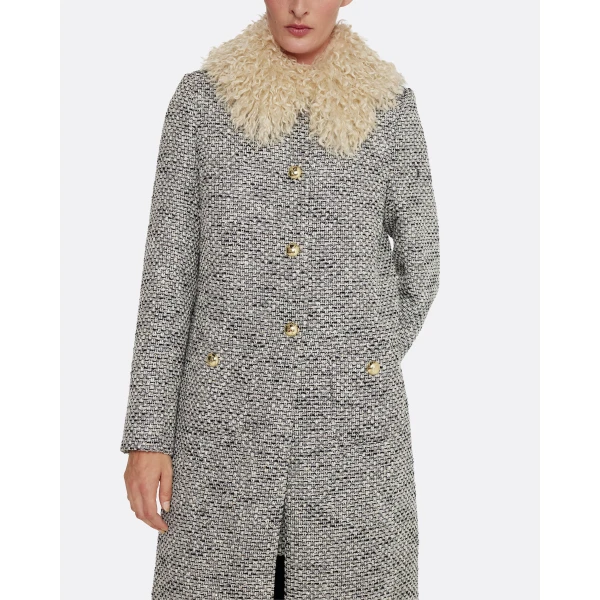 Safiyaa Leonora Jacket in Stone on Greyscale - Safiyaa Jackets - Heavy Crepe Cape Gown - Shop at Luxury Shoes 