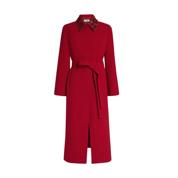 Safiyaa Lillita Jacket in Azalea Red with Multi-reds - Safiyaa Jackets - Heavy Crepe Cape Gown - Shop at Luxury Shoes 