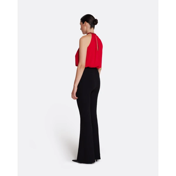 Safiyaa Lunetta Top in Azalea Red with Multi-reds - Safiyaa Tops - Heavy Crepe Cape Gown - Shop at Luxury Shoes 