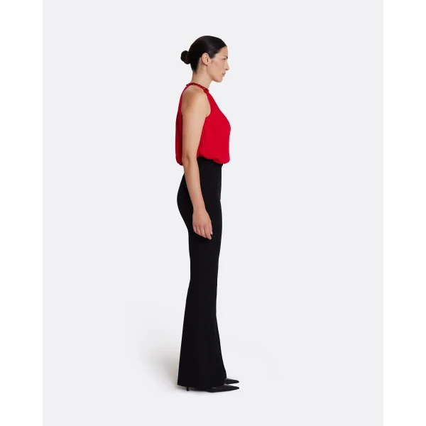 Safiyaa Lunetta Top in Azalea Red with Multi-reds - Safiyaa Tops - Heavy Crepe Cape Gown - Shop at Luxury Shoes 