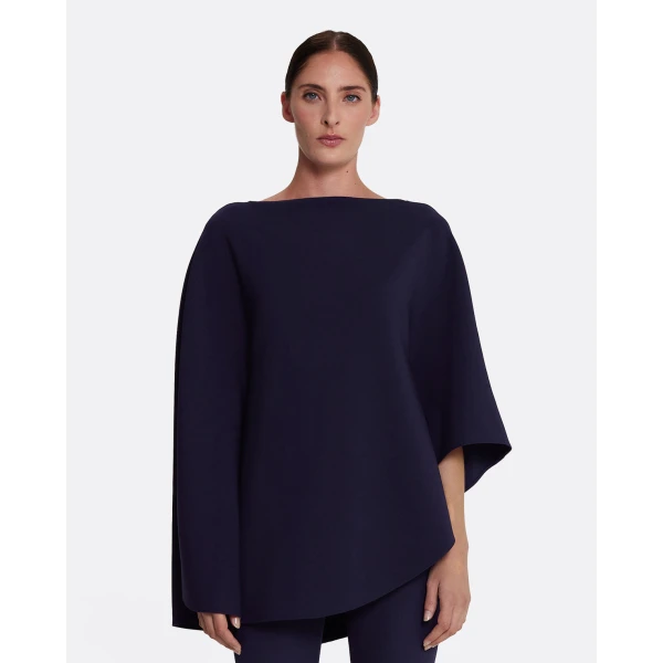 Safiyaa Marcella Top in Azurite - Safiyaa Tops - Heavy Crepe Cape Gown - Shop at Luxury Shoes 