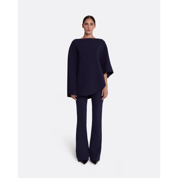 Safiyaa Marcella Top in Azurite - Safiyaa Tops - Heavy Crepe Cape Gown - Shop at Luxury Shoes 
