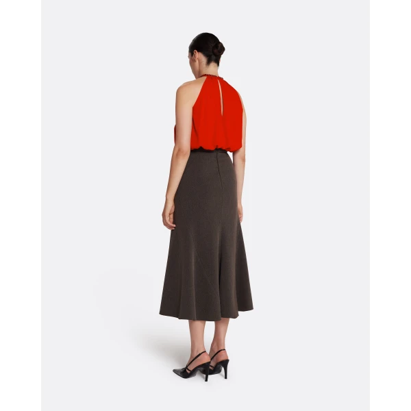 Safiyaa Marialuisa Skirt in Soft Brown - Safiyaa Skirts - Heavy Crepe Cape Gown - Shop at Luxury Shoes 
