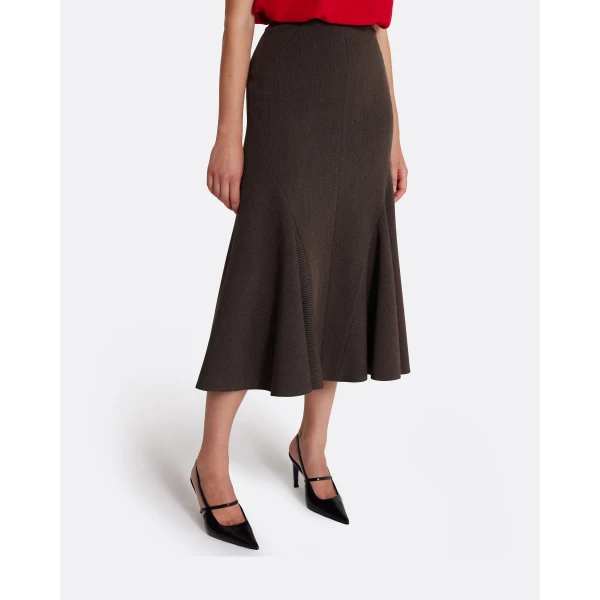 Safiyaa Marialuisa Skirt in Soft Brown - Safiyaa Skirts - Heavy Crepe Cape Gown - Shop at Luxury Shoes 