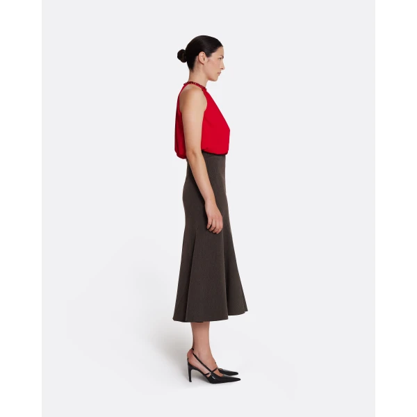 Safiyaa Marialuisa Skirt in Soft Brown - Safiyaa Skirts - Heavy Crepe Cape Gown - Shop at Luxury Shoes 