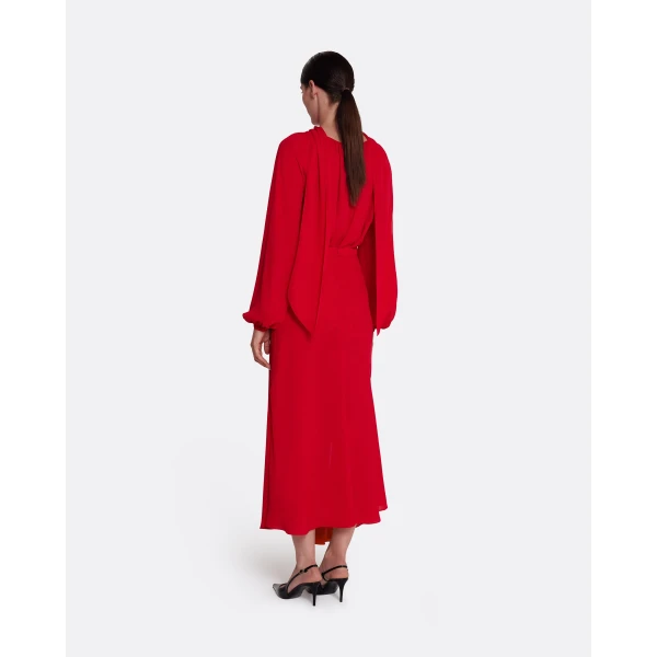 Safiyaa Olimpia Skirt in Azalea Red - Safiyaa Skirts - Heavy Crepe Cape Gown - Shop at Luxury Shoes 