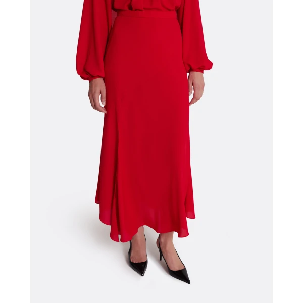 Safiyaa Olimpia Skirt in Azalea Red - Safiyaa Skirts - Heavy Crepe Cape Gown - Shop at Luxury Shoes 