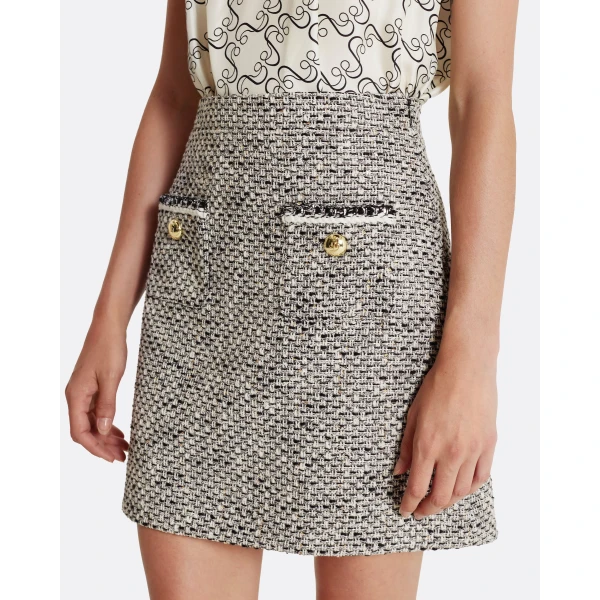 Safiyaa Ornella Skirt in Greyscale - Safiyaa Skirts - Heavy Crepe Cape Gown - Shop at Luxury Shoes 