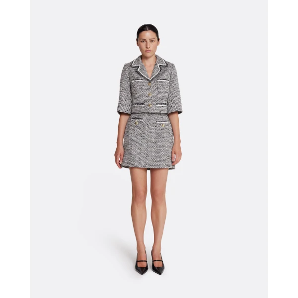 Safiyaa Ornella Skirt in Greyscale - Safiyaa Skirts - Heavy Crepe Cape Gown - Shop at Luxury Shoes 
