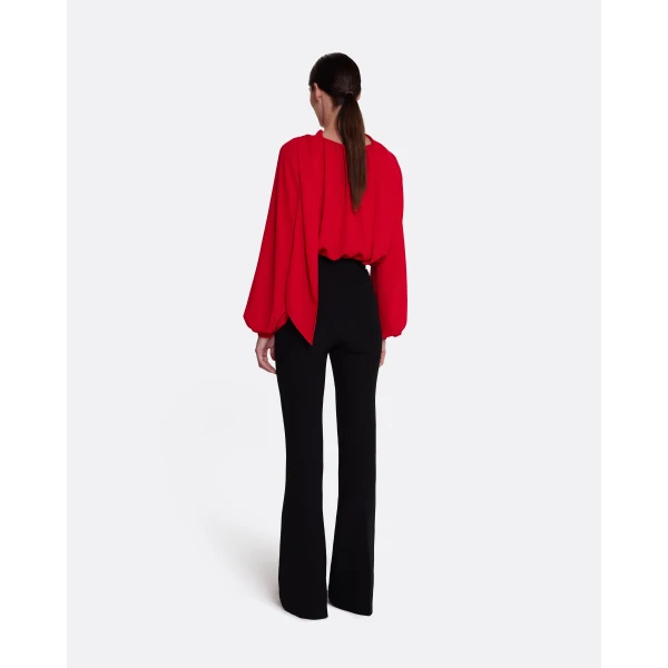 Safiyaa Tilde Top in Azalea Red - Safiyaa Tops - Heavy Crepe Cape Gown - Shop at Luxury Shoes 