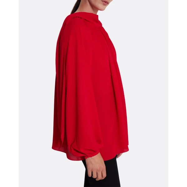 Safiyaa Tilde Top in Azalea Red - Safiyaa Tops - Heavy Crepe Cape Gown - Shop at Luxury Shoes 