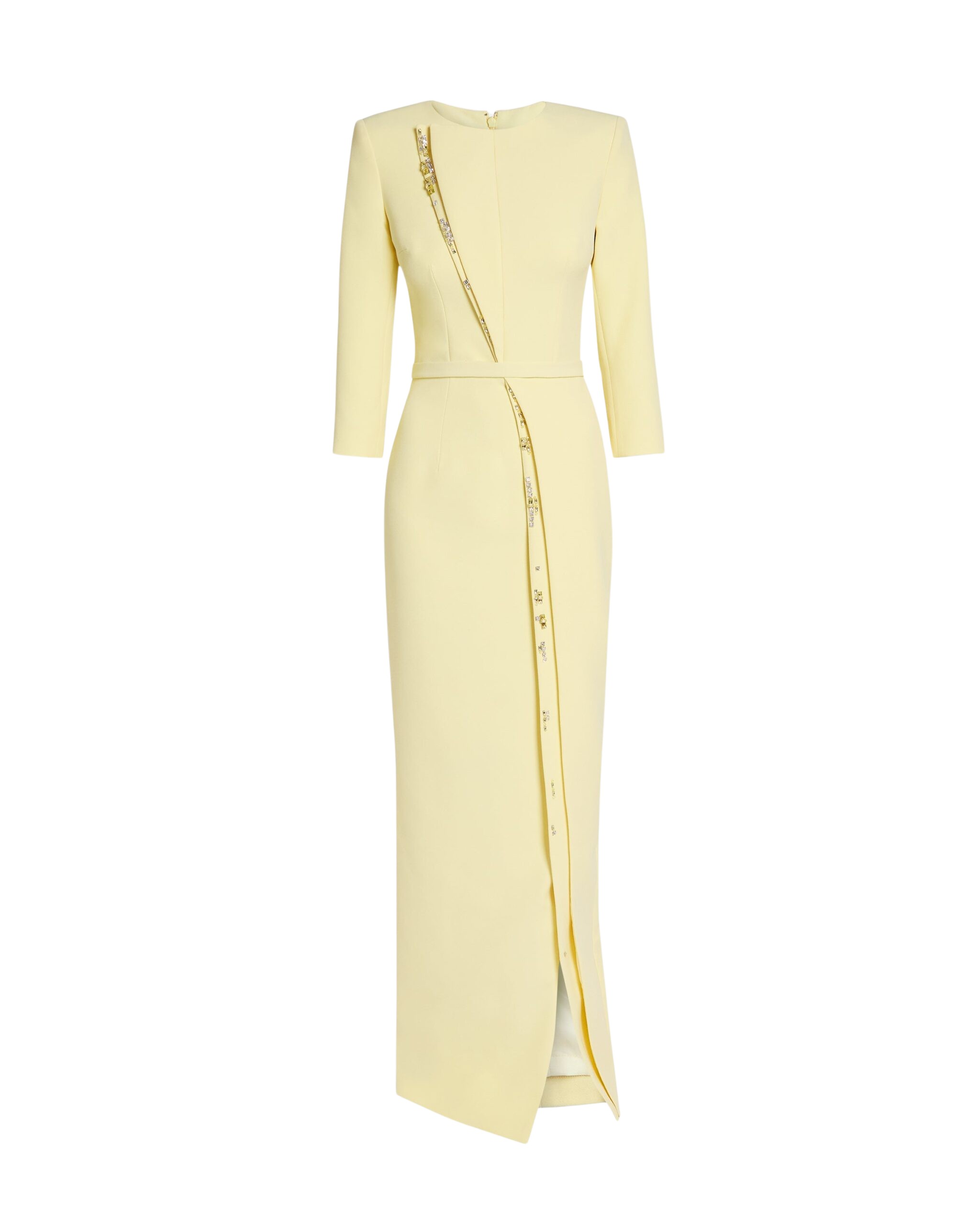 Safiyaa Tosavetta Long Dress in Pale Yellow with Gold