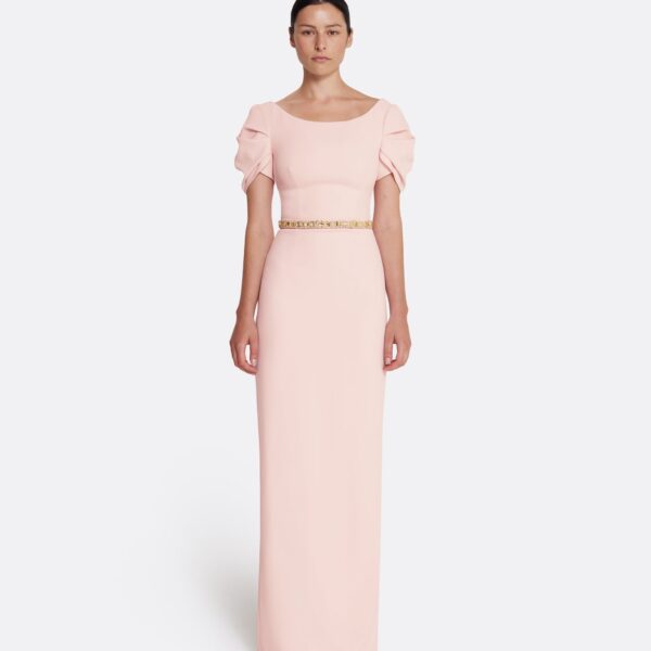 Safiyaa Vanna Long Dress in Pale Pink with Gold, view 2