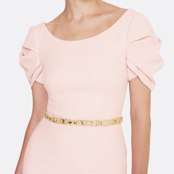 Safiyaa Vanna Long Dress in Pale Pink with Gold, view 4
