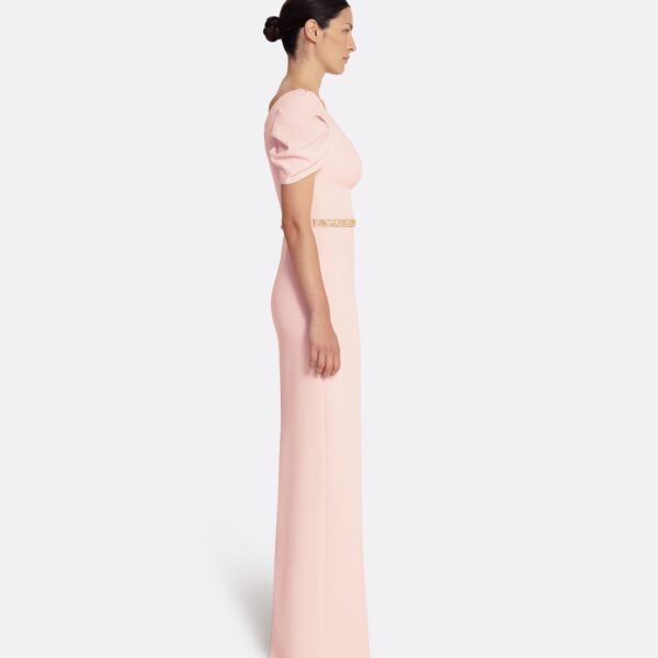 Safiyaa Vanna Long Dress in Pale Pink with Gold, view 5