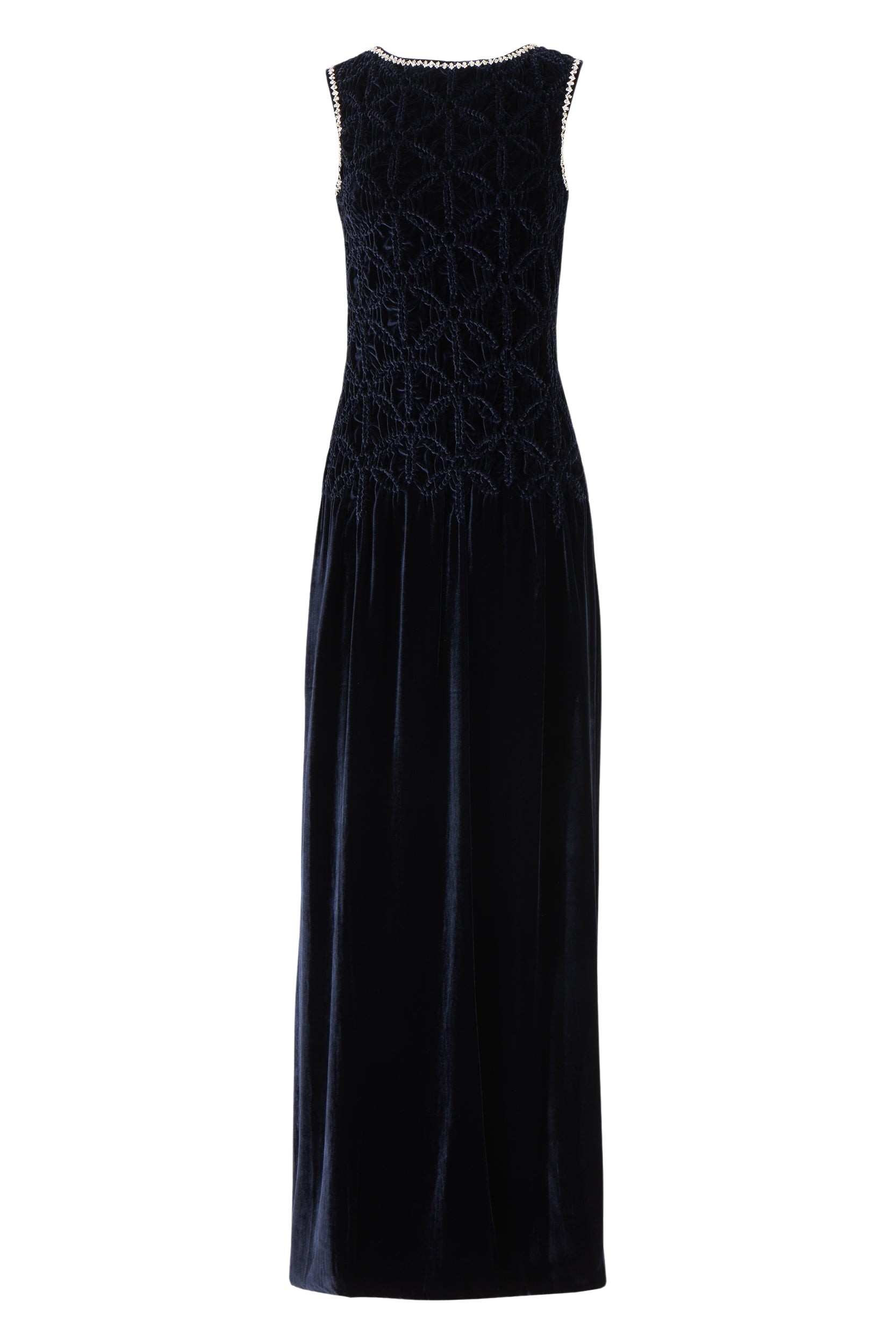 Costarellos Sidra Silk Velvet Smocked Gown