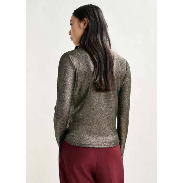 Essentiel Antwerp Silver stretch-jersey turtleneck top - Essentiel Antwerp Tops - Colorful Belgian Design - Shop at Luxury Shoes 