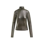 Essentiel Antwerp Silver stretch-jersey turtleneck top - Essentiel Antwerp Tops - Colorful Belgian Design - Shop at Luxury Shoes 