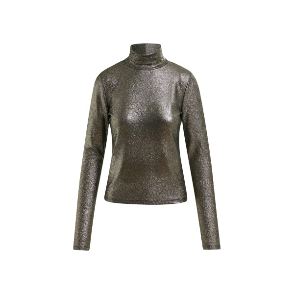 Essentiel Antwerp Silver stretch-jersey turtleneck top - Essentiel Antwerp Tops - Colorful Belgian Design - Shop at Luxury Shoes 
