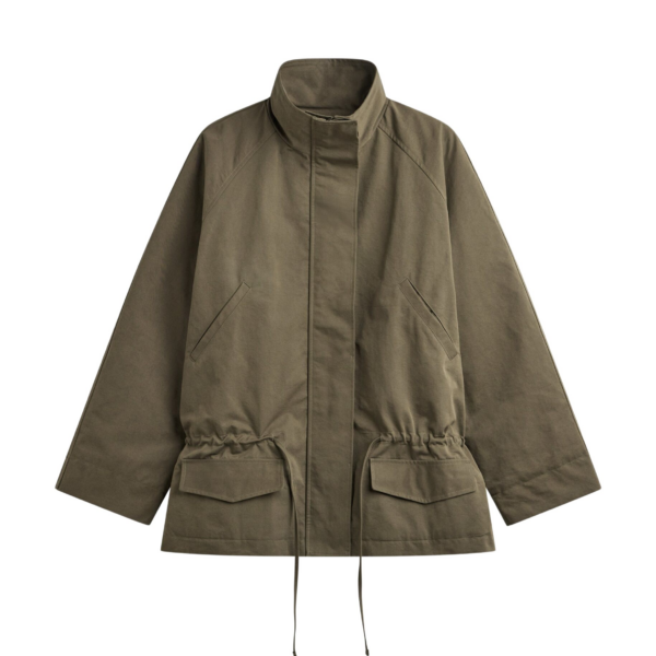 The Frankie Shop Alesie Drawstring Jacket – Olive Brown