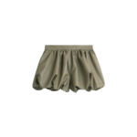 The Frankie Shop Alina Faux Leather Bubble Hem Shorts - Sage - Oversized Minimalist Shorts in Green - Shop at Luxury Shoes 