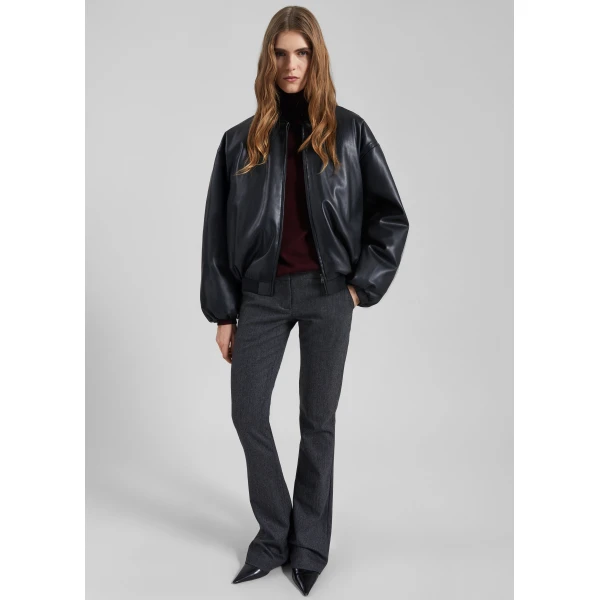 The Frankie Shop Arolla Faux Leather Draped Jacket - Black - Oversized Minimalist Jackets in Black - Shop at Luxury Shoes 