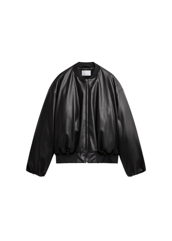 The Frankie Shop Arolla Faux Leather Draped Jacket - Black - Oversized Minimalist Jackets in Black - Shop at Luxury Shoes 