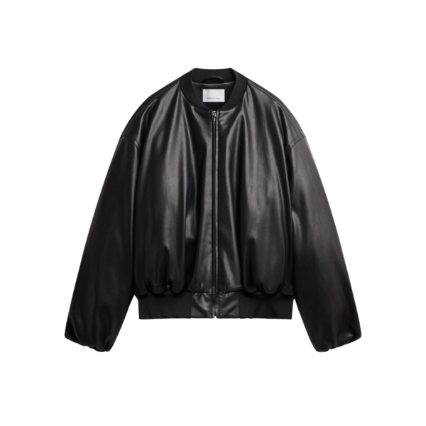 The Frankie Shop Arolla Faux Leather Draped Jacket – Black
