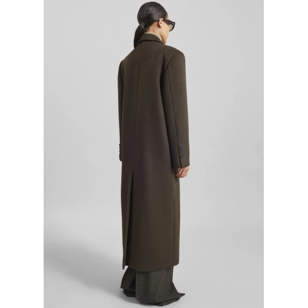 The Frankie Shop Atlin Wool Double-Breasted Coat - Brown - Oversized Minimalist Coats in Brown - Shop at Luxury Shoes 