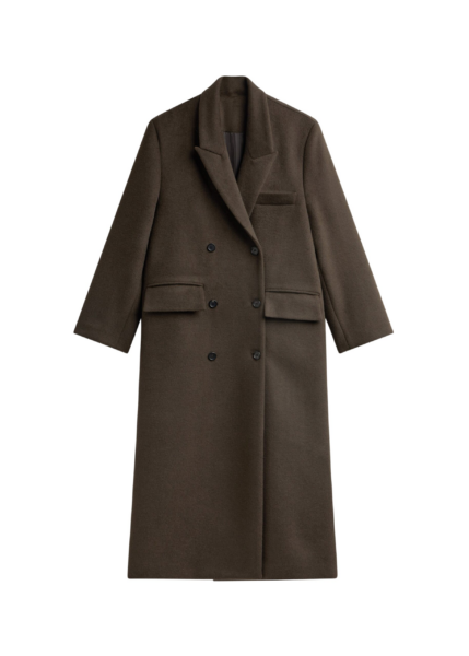 The Frankie Shop Atlin Wool Double-Breasted Coat - Brown - Oversized Minimalist Coats in Brown - Shop at Luxury Shoes 