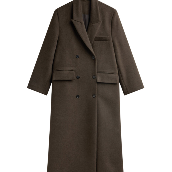 The Frankie Shop Atlin Wool Double-Breasted Coat - Brown - Oversized Minimalist Coats in Brown - Shop at Luxury Shoes 
