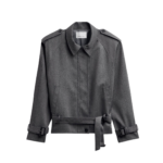 The Frankie Shop Avray Short Trench - Grey - Oversized Minimalist Coats in Grey - Shop at Luxury Shoes 