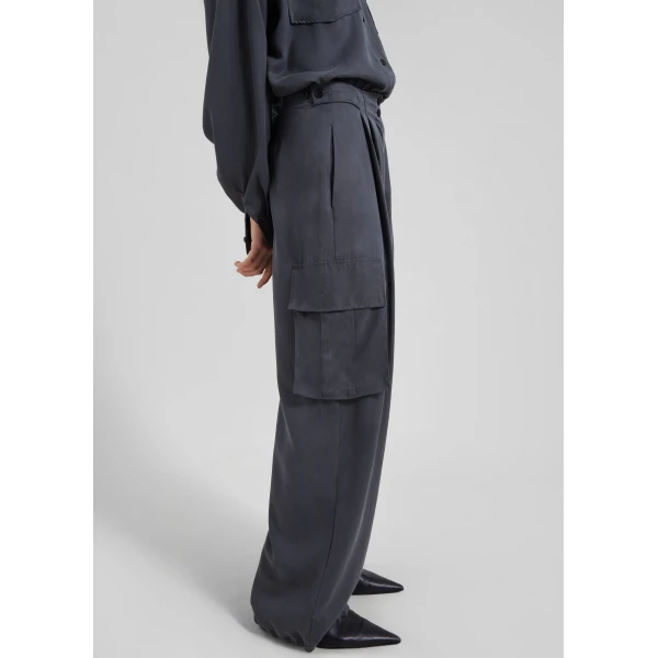 The Frankie Shop Balsta Cargo Pants - Dark Grey - Oversized Minimalist Pants in Grey - Shop at Luxury Shoes 