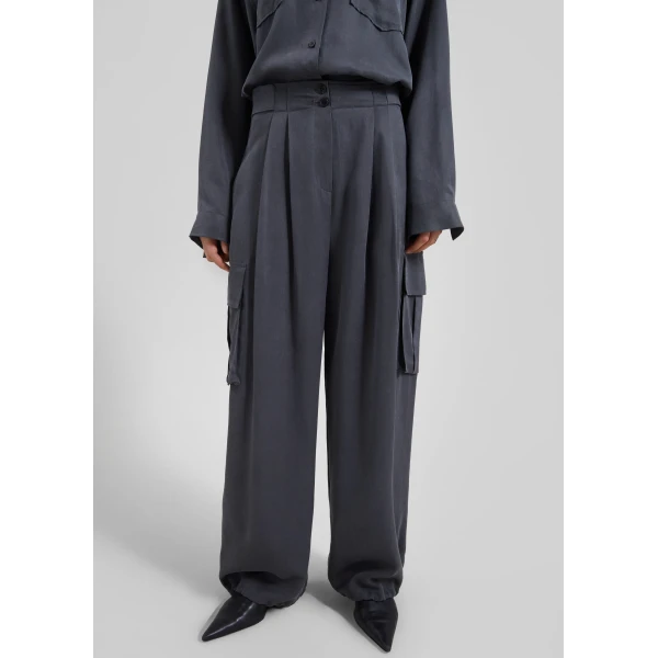 The Frankie Shop Balsta Cargo Pants - Dark Grey - Oversized Minimalist Pants in Grey - Shop at Luxury Shoes 