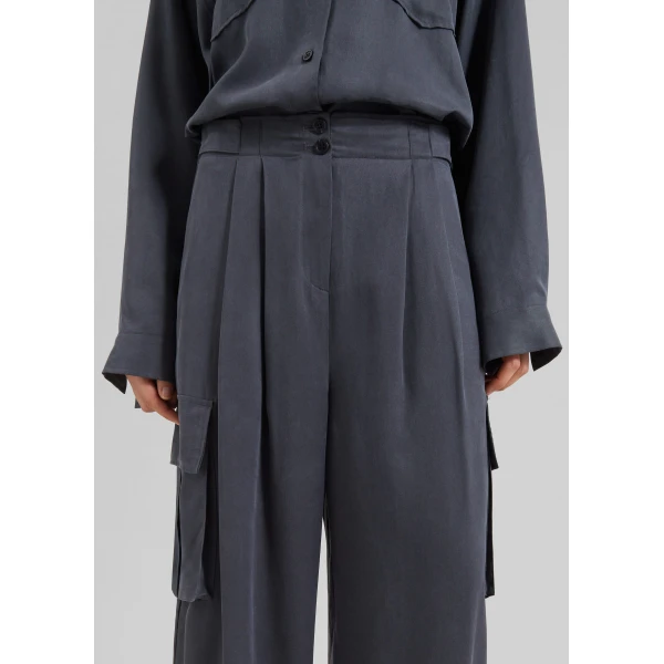 The Frankie Shop Balsta Cargo Pants - Dark Grey - Oversized Minimalist Pants in Grey - Shop at Luxury Shoes 