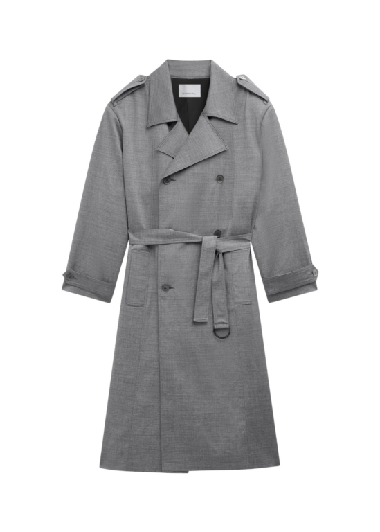 The Frankie Shop Bleecker Trench Coat - Grey Melange - Oversized Minimalist Coats in Grey - Shop at Luxury Shoes 