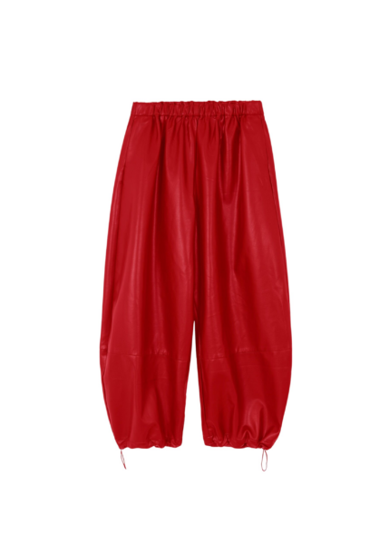 The Frankie Shop Briar Faux Leather Balloon Pants - Red - Oversized Minimalist Pants in Red - Shop at Luxury Shoes 