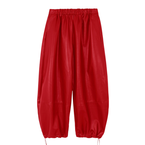 The Frankie Shop Briar Faux Leather Balloon Pants - Red - Oversized Minimalist Pants in Red - Shop at Luxury Shoes 