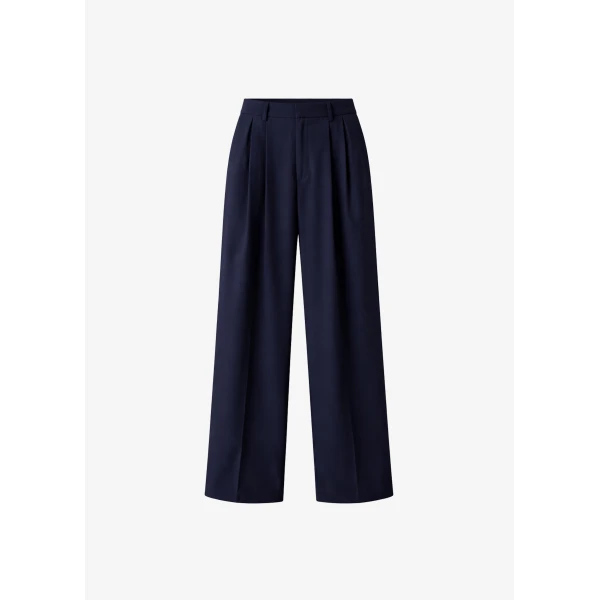 The Frankie Shop Canmore Pleated Trousers - Navy - Oversized Minimalist Pants in Blue - Shop at Luxury Shoes 