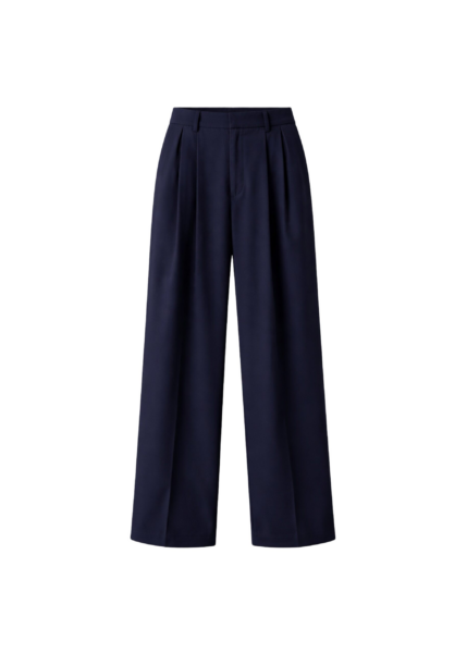 The Frankie Shop Canmore Pleated Trousers - Navy - Oversized Minimalist Pants in Blue - Shop at Luxury Shoes 