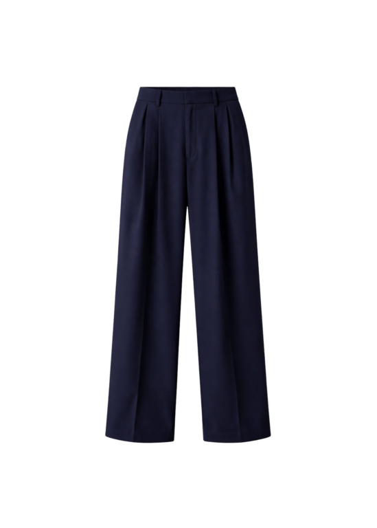The Frankie Shop Canmore Pleated Trousers - Navy - Oversized Minimalist Pants in Blue - Shop at Luxury Shoes 