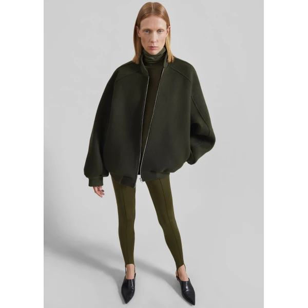 The Frankie Shop Caserta Stirrup Leggings - Olive - Oversized Minimalist Pants in Green - Shop at Luxury Shoes 
