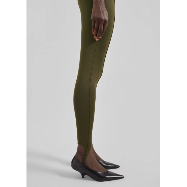 The Frankie Shop Caserta Stirrup Leggings - Olive - Oversized Minimalist Pants in Green - Shop at Luxury Shoes 