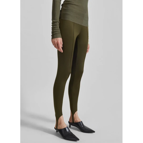 The Frankie Shop Caserta Stirrup Leggings - Olive - Oversized Minimalist Pants in Green - Shop at Luxury Shoes 