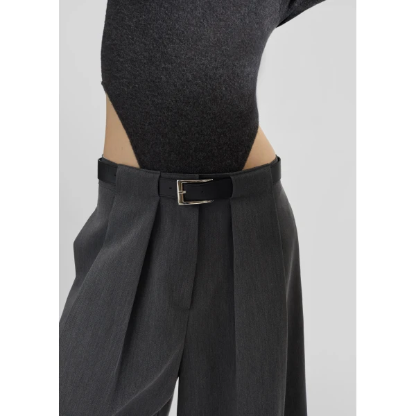 The Frankie Shop Civray Brushed Knit Bodysuit - Charcoal - Oversized Minimalist Knitwear in Grey - Shop at Luxury Shoes 