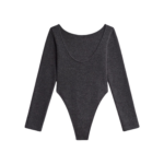 The Frankie Shop Civray Brushed Knit Bodysuit - Charcoal - Oversized Minimalist Knitwear in Grey - Shop at Luxury Shoes 