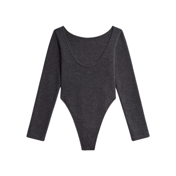 The Frankie Shop Civray Brushed Knit Bodysuit – Charcoal