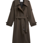 The Frankie Shop Dartford Trench Coat - Olive Brown - Oversized Minimalist Coats in Green - Shop at Luxury Shoes 